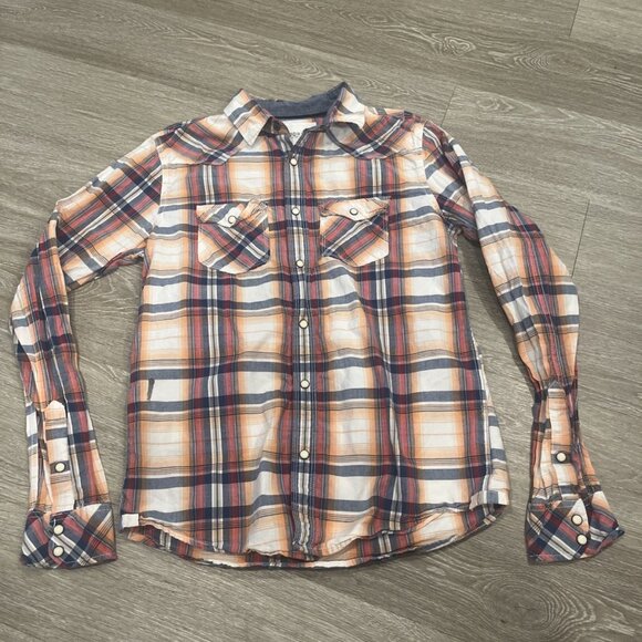 Aeropostatle Mens Small Long Sleeve Plaid Pearl Snap Shirt Western Fall - Picture 1 of 4